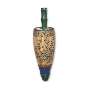 Umbrella-shaped hanging flower vase with plum tree design, enamelled ware