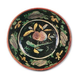 Mokubei: bowl with peach and melon design, enamelled ware