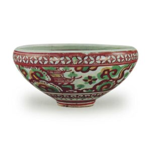 Old Red Painting Chawan Hachinoko