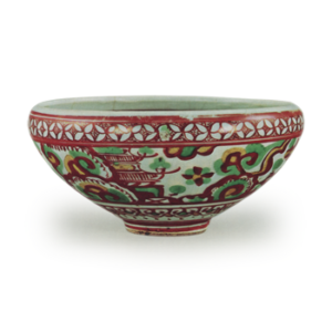 Old Red Painting Chawan Hachinoko