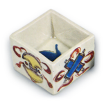 Mokubei: set of square wine cups, enamelled ware