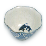 Mokubei: lotus-leaf shaped wine cup in the style of ko-sometsuke ware