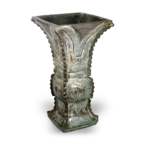 Ninnami: flower vase in the shape of bronze Tsun, celadon