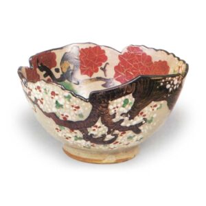 Ninnami: bowl with cherry and maple design, enamelled ware