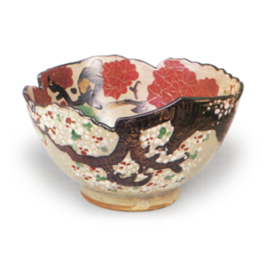 Ninnami: bowl with cherry and maple design, enamelled ware