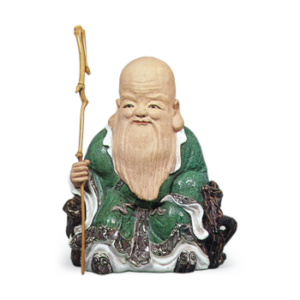 Ninnami: figure of Fukurokuju (god of good luck), Raku ware