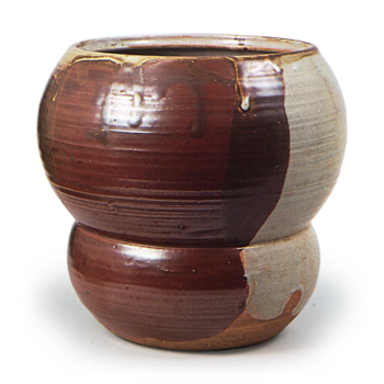 Gourd-shaped water jar, katami-gawari (differing-in-halves) glazes, Ippōdō ware
