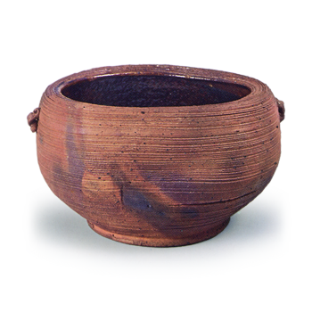 Ninnami: water jar with handles, namban style (with ropy marks on body)