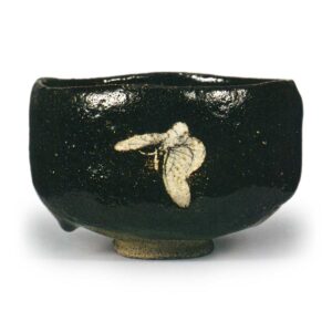 Ninnami: tea bowl with butterfly design, black galze