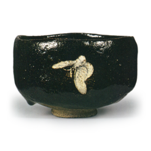 Ninnami: tea bowl with butterfly design, black galze