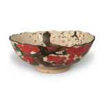 Ninnami: bowl with cherry and maple design, enamelled ware