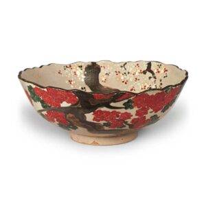 Ninnami: bowl with cherry and maple design, enamelled ware