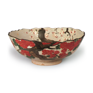 Ninnami: bowl with cherry and maple design, enamelled ware