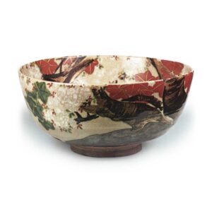 Ninnami: bowl with cherry and maple design, enamelled ware