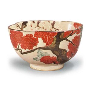 Ninnami: lobed bowl with cherry and maple design, enamelled ware