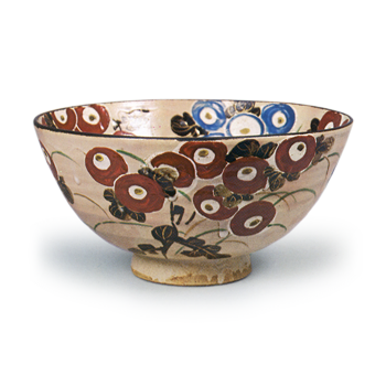 Ninnami: bowl with chrysanthemum design, enamelled ware