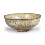 Ninnami: bowl in the style of mishima (Korean white-slip ware of the Yi dynasty)