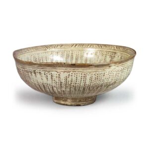 Ninnami: bowl in the style of mishima (Korean white-slip ware of the Yi dynasty)