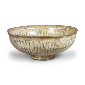 Ninnami: bowl in the style of mishima (Korean white-slip ware of the Yi dynasty)