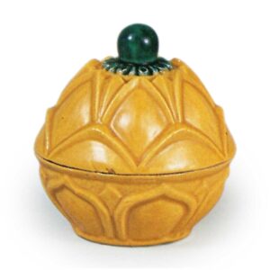 Hozen: butterbur-bud shaped incense caddy in the style of kōchi ware