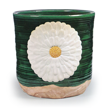 Hozen: water jar in the style of kōchi ware with chrysanthemum design