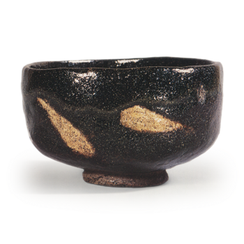 Donyu Black Raku Chawan Chidori