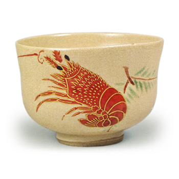 Color-painted Cup with Shrimp Design