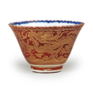 Kinrande Dragon-Motif Sake Cup