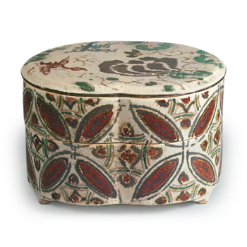 Polychrome Cloisonné-Patterned Tiered Serving Box