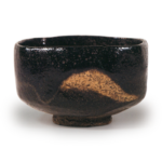 Black Square Tea Bowl, Inscribed “Masu” and “Dōnyū”
