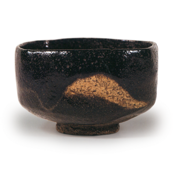 Black Square Tea Bowl, Inscribed “Masu” and “Dōnyū”