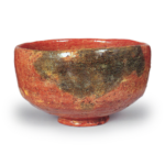 Red Tea Bowl, Inscription: “Tanuki” by Dōnyū