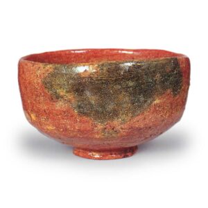Red Tea Bowl, Inscription: “Tanuki” by Dōnyū