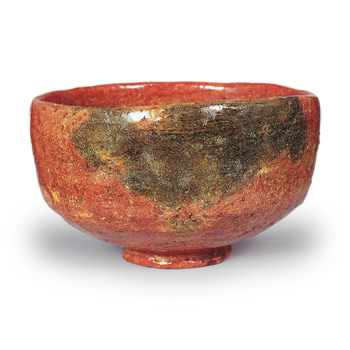 Red Tea Bowl, Inscription: “Tanuki” by Dōnyū