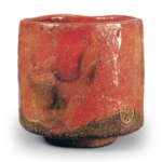Red-glazed tea bowl, inscribed “Taki,” by Chōnyū