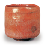 Red-glazed tea bowl, inscribed “Jurojin,” long-necked