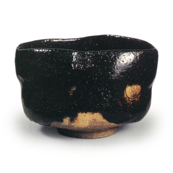 Black-stamped tea bowl, inscribed “Irifune,” by Kei'nyu
