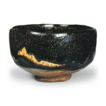 Black Square Tea Bowl, Inscribed “Yūgasa,” by Dōnyū