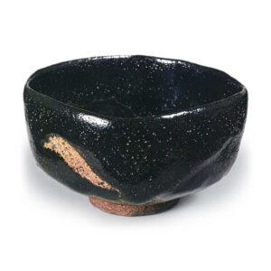 Black Square Tea Bowl, Inscribed “Manbai,” by Dōnyū