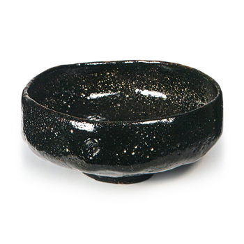 Black Flat Tea Bowl, Inscription: Shōko, Dōny