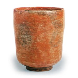 Red Tea Bowl, Inscribed “Sanjin,” by Dōnyū