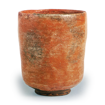 Red Tea Bowl, Inscribed “Sanjin,” by Dōnyū