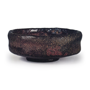 Black Flat Tea Bowl, Inscription: Hokkai, by Soju