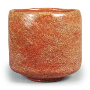 Red Tea Bowl, Inscription: “Friend of the Night's Chill,” by Sōnyū