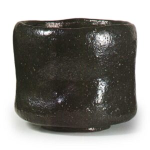 Sanyu: cylindrical tea bowl, known as "Kozaru", Black Raku