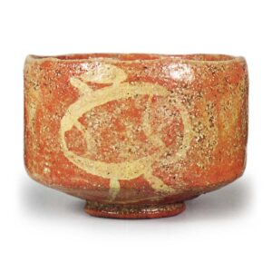 Sanyu: tea bowl with mallet design, Red Raku