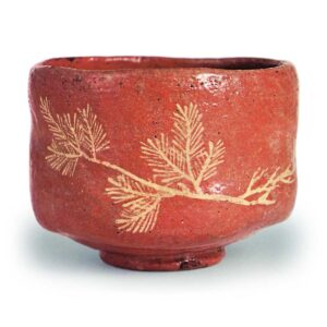 Chōnyü: tea bowl with pine-tree design, Red Raku