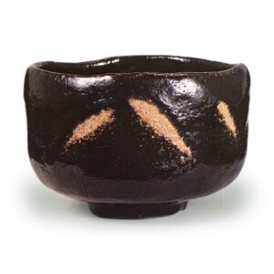 Ryōnyü: tea bowl with bamboo design, Black Raku