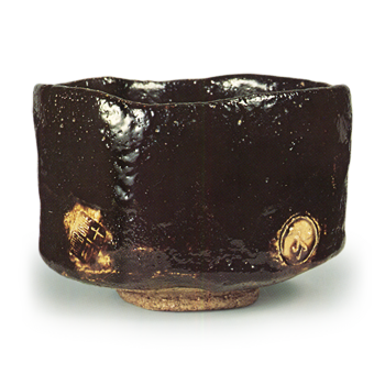 Keinyũ: tea bowl with design of stamp marks, known as "Ozora", Black Raku