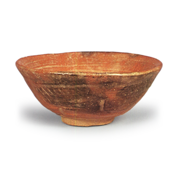 Keinyü: tea bowl of Ido form, Red Raku
